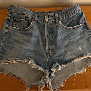 Levi's Light Blue Distressed Denim Cutoff Shorts